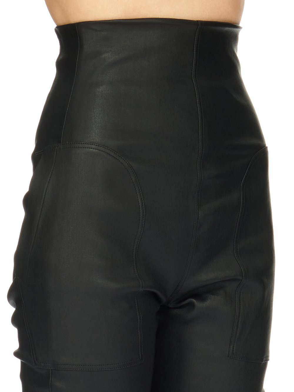 RICK OWENS FW23 LUXOR DIRT WAIST LEGGINGS IN STRETCH LAMB LEATHER