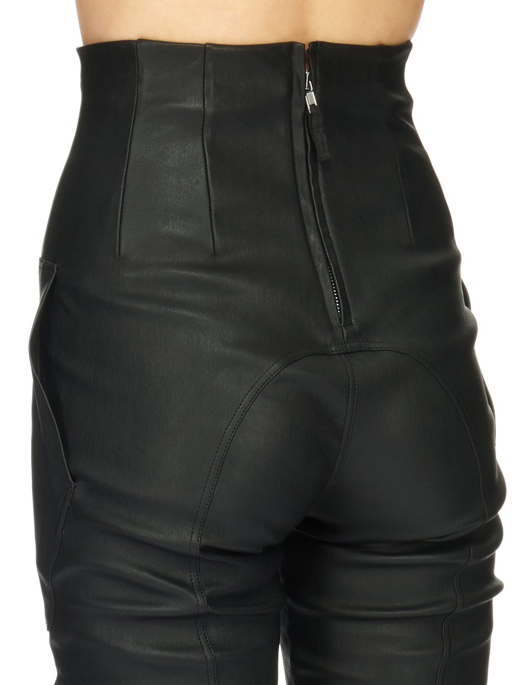 RICK OWENS FW23 LUXOR DIRT WAIST LEGGINGS IN STRETCH LAMB LEATHER