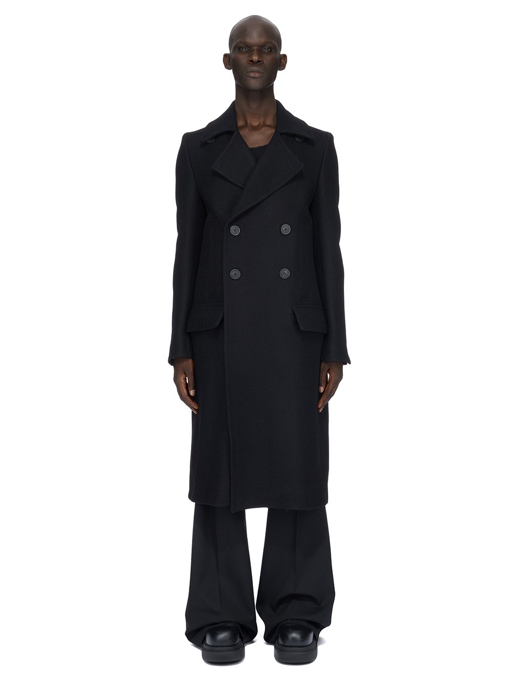 RICK OWENS FW23 LUXOR SLIM DRELLA IN BLACK FELTED WOOL