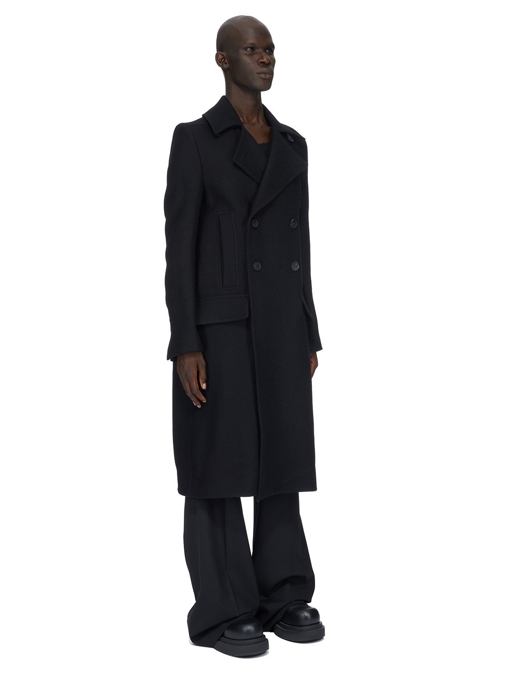 RICK OWENS FW23 LUXOR SLIM DRELLA IN BLACK FELTED WOOL