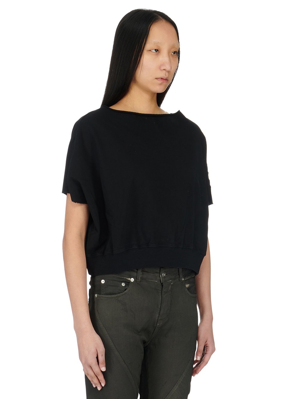 RICK OWENS FW23 LUXOR DAGGER TOP IN BLACK COMPACT HEAVY COTTON JERSEY