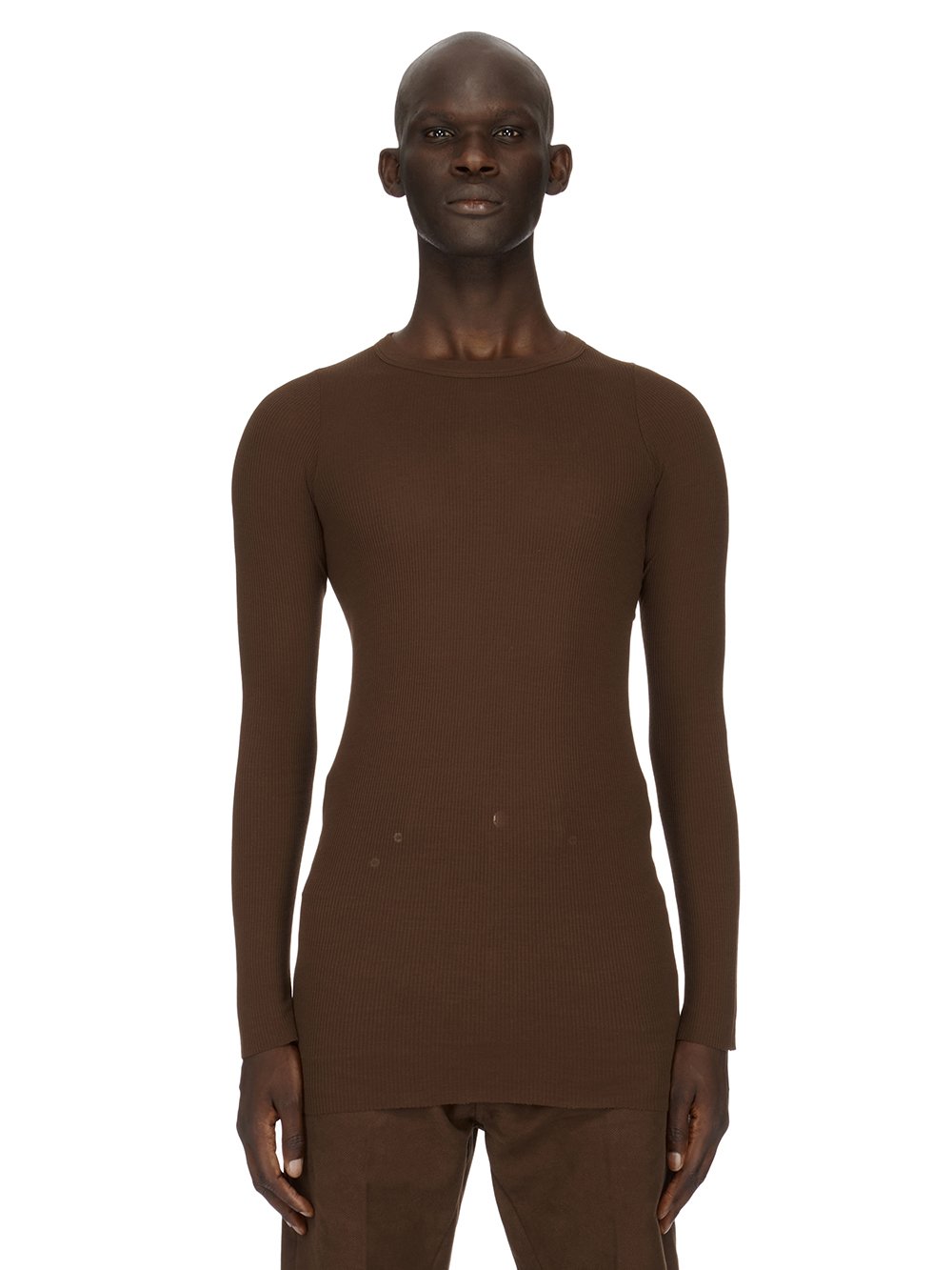 RICK OWENS FW23 LUXOR RIB LS T IN AMETHYST PURPLE MINI RIB JERSEY