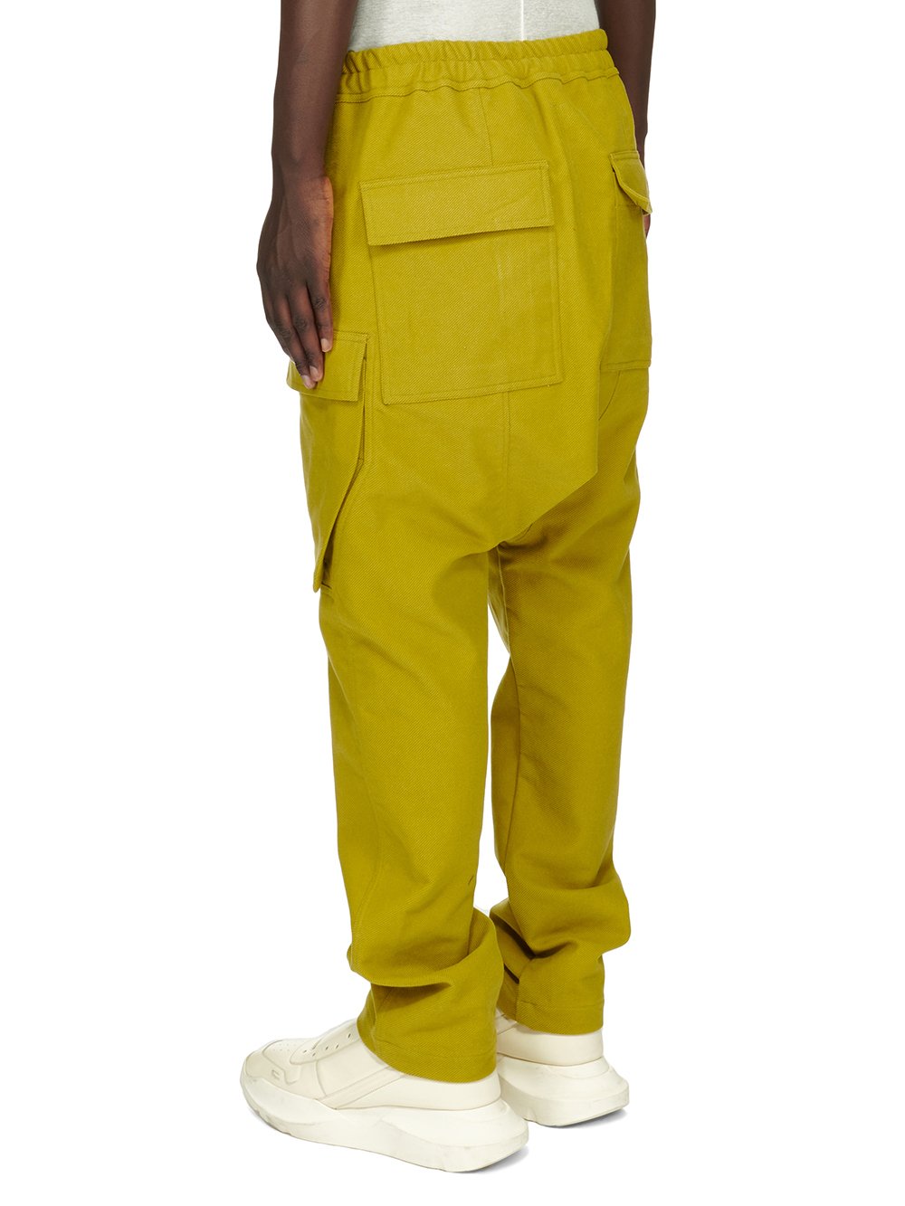 RICK OWENS FW23 LUXOR CARGO LONG IN ACID YELLOW BRUSHED HEAVY TWILL