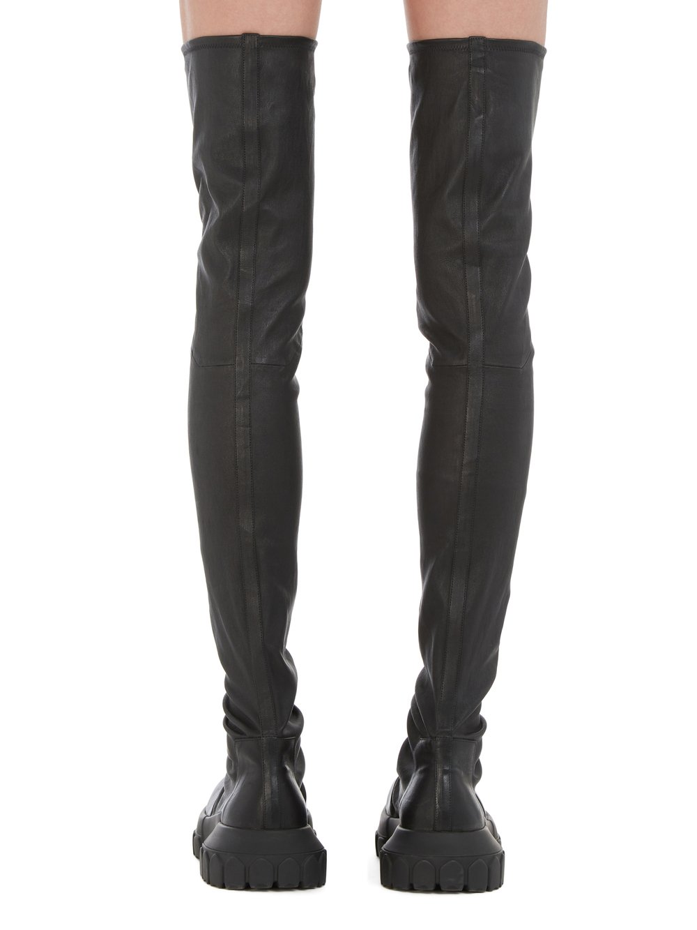 RICK OWENS FW23 LUXOR BOZO STOCKING TRACTOR IN BLACK STRETCH LAMB LEATHER