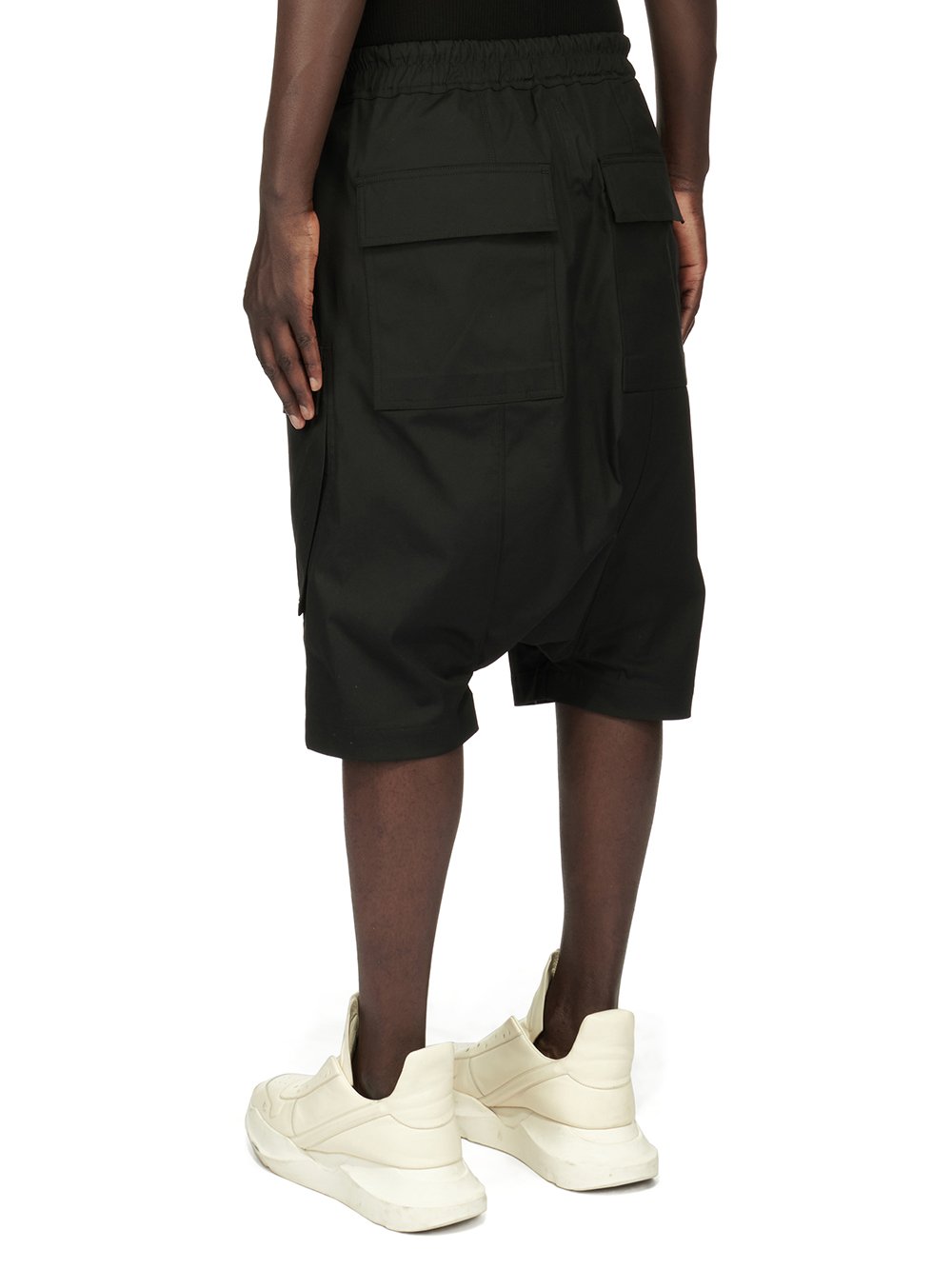 RICK OWENS FW23 LUXOR CARGO PODS IN BLACK HEAVY COTTON POPLIN