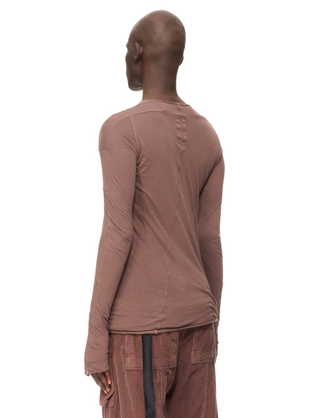 RICK OWENS FW23 LUXOR SCARIFICATION LS T IN MAUVE LIGHTWEIGHT COTTON GAUZE JERSEY 