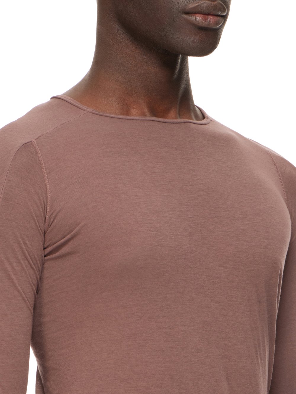 RICK OWENS FW23 LUXOR SCARIFICATION LS T IN MAUVE LIGHTWEIGHT COTTON GAUZE JERSEY 