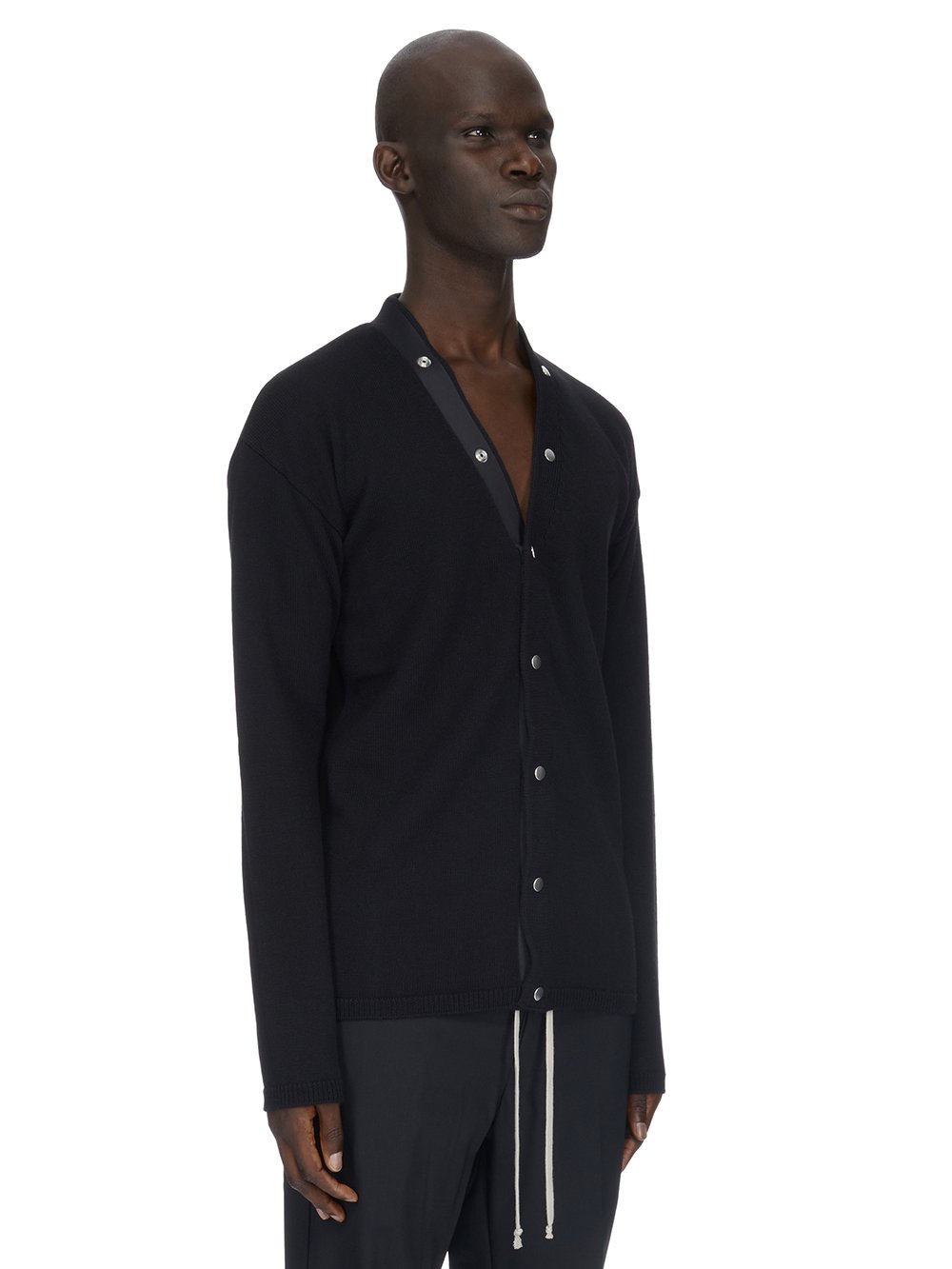 RICK OWENS FW23 LUXOR PETER CARDIGAN IN  BLACK LIGHTWEIGHT RASATO KNIT