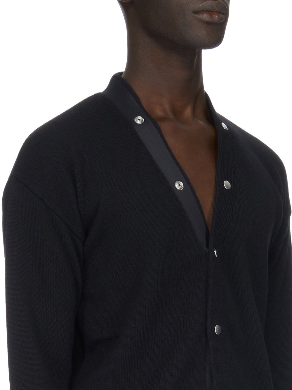 RICK OWENS FW23 LUXOR PETER CARDIGAN IN  BLACK LIGHTWEIGHT RASATO KNIT