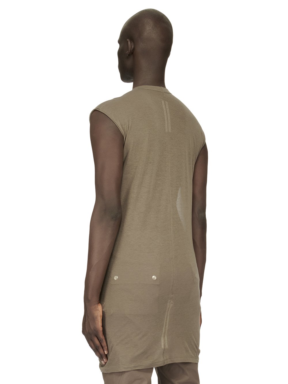 RICK OWENS FW23 LUXOR DEEP V NECK SS T IN DUST GREY UNSTABLE COTTON