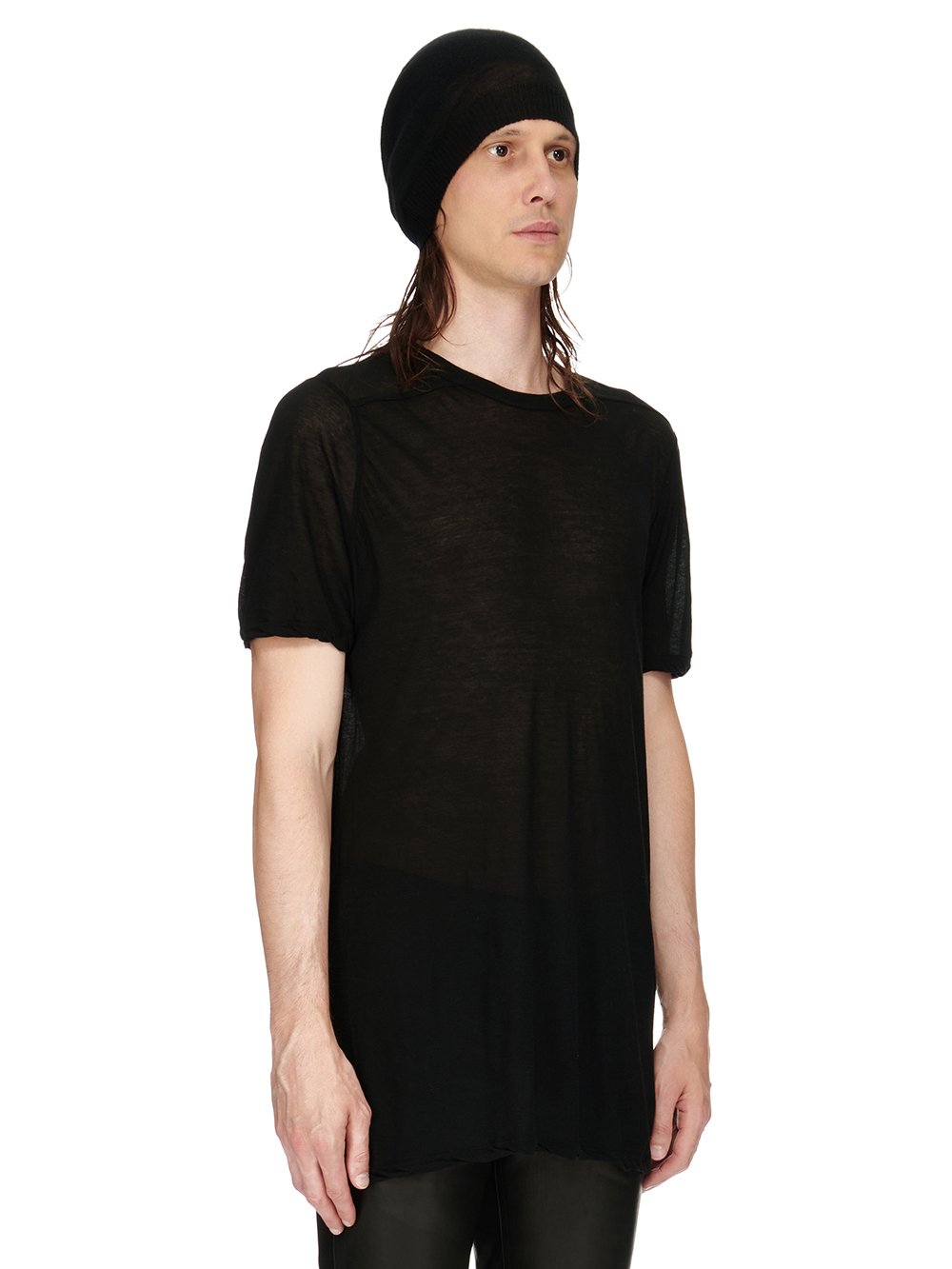 RICK OWENS FW23 LUXOR MEDIUM HAT IN BLACK LIGHTWEIGHT RASATO KNIT