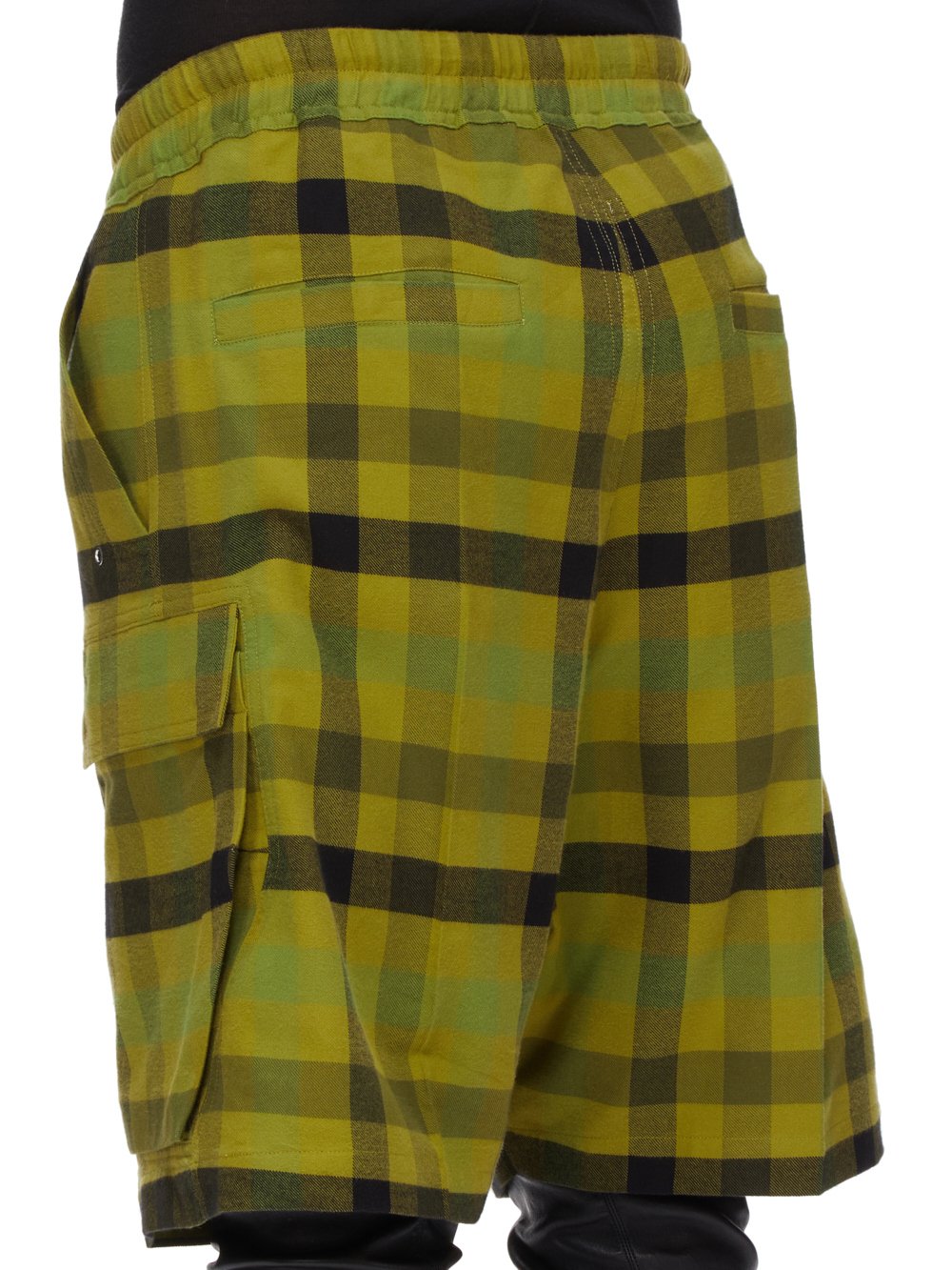 RICK OWENS FW23 LUXOR CARGOBELA SHORTS IN ACID COTTON PLAID