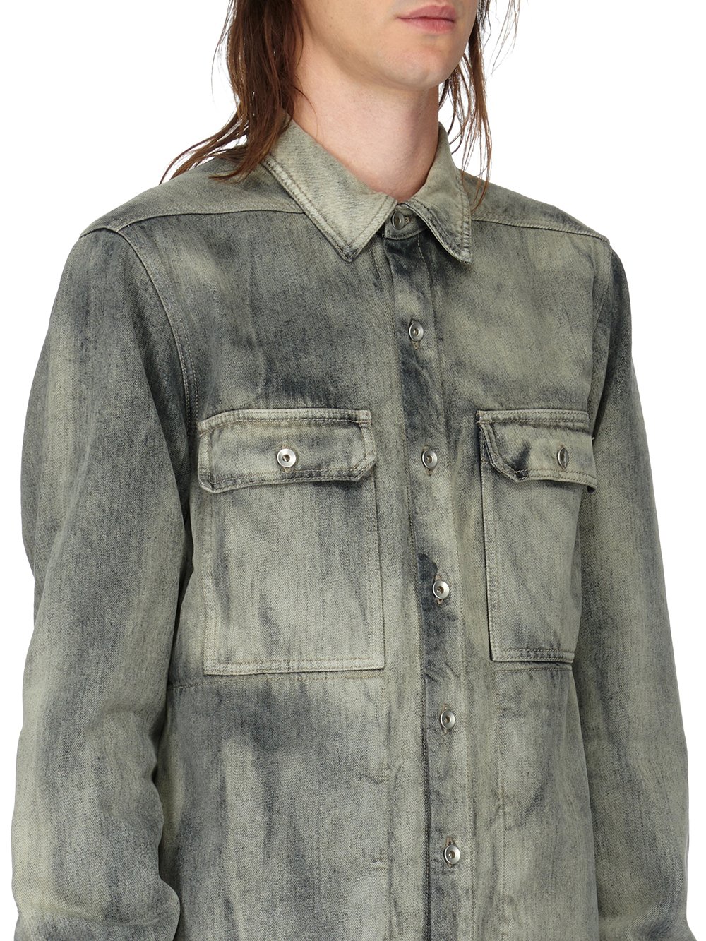 DRKSHDW FW23 LUXOR OUTERSHIRT IN 13OZ MINERAL PEARL DENIM