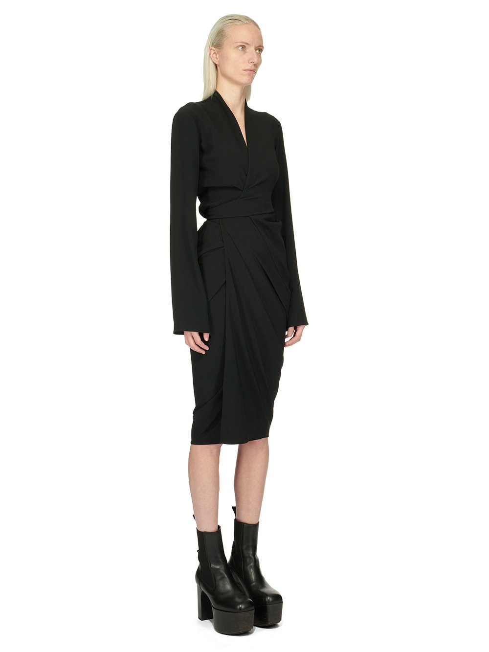 RICK OWENS FW23 LUXOR WRAP DRESS IN COCOON CREPE