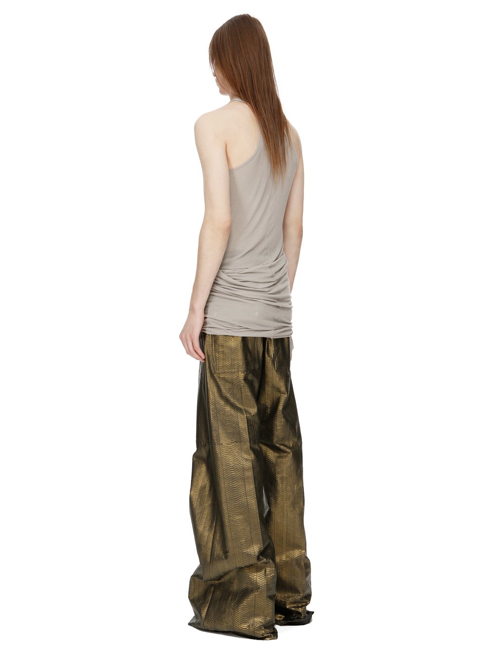 RICK OWENS FW23 LUXOR ZIGGY BANANA TANK IN PEARL VISCOSE SILK RIB JERSEY