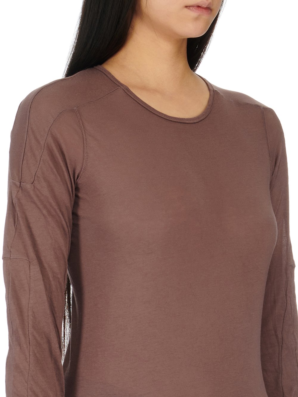 RICK OWENS FW23 LUXOR SCARIFICATION LS T IN MAUVE LIGHTWEIGHT COTTON GAUZE JERSEY 