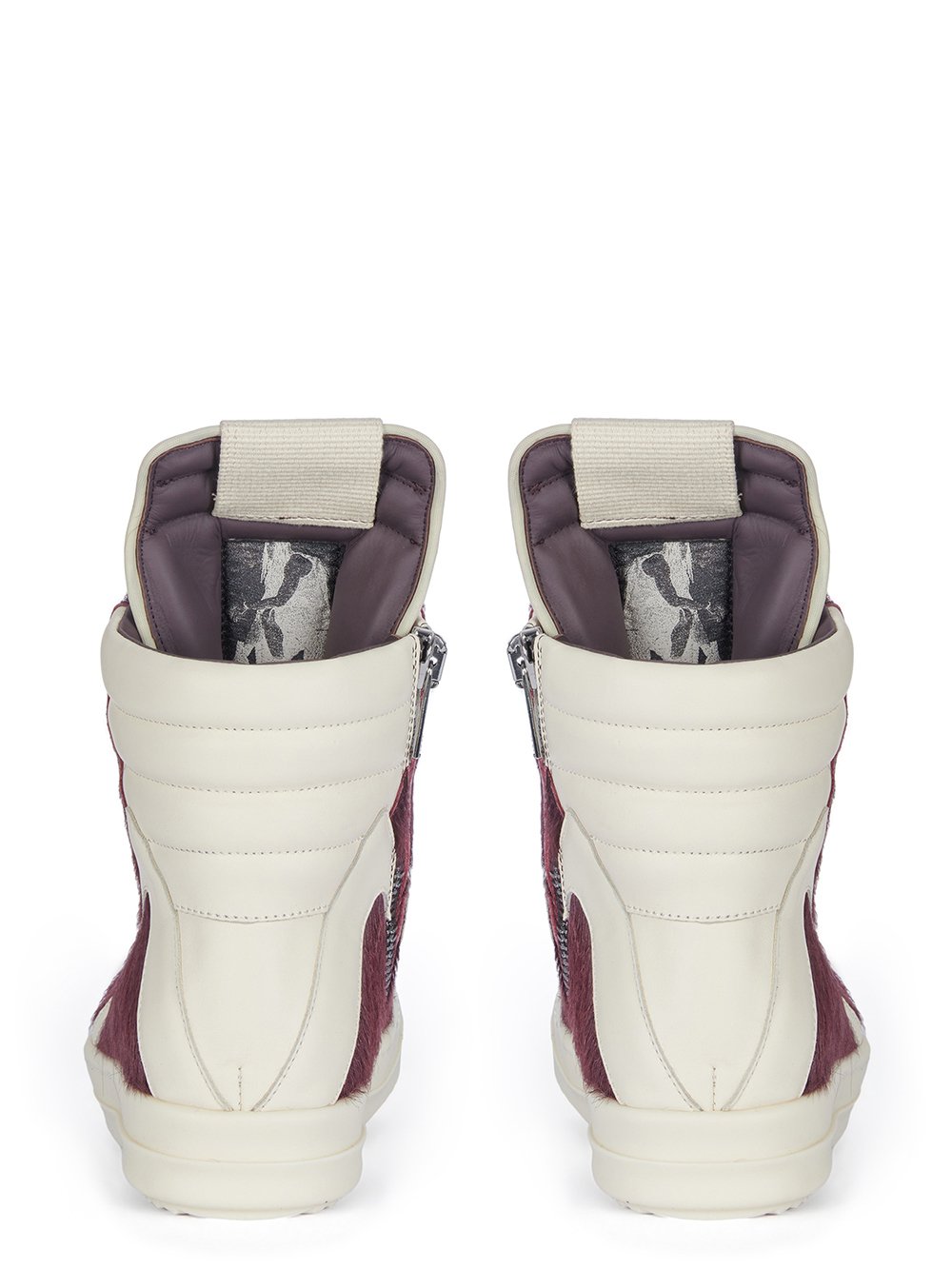 RICK OWENS FW23 LUXOR GEOBASKET IN AMETHYST LONG HAIR PONY AND FULL GRAIN CALF LEATHER 