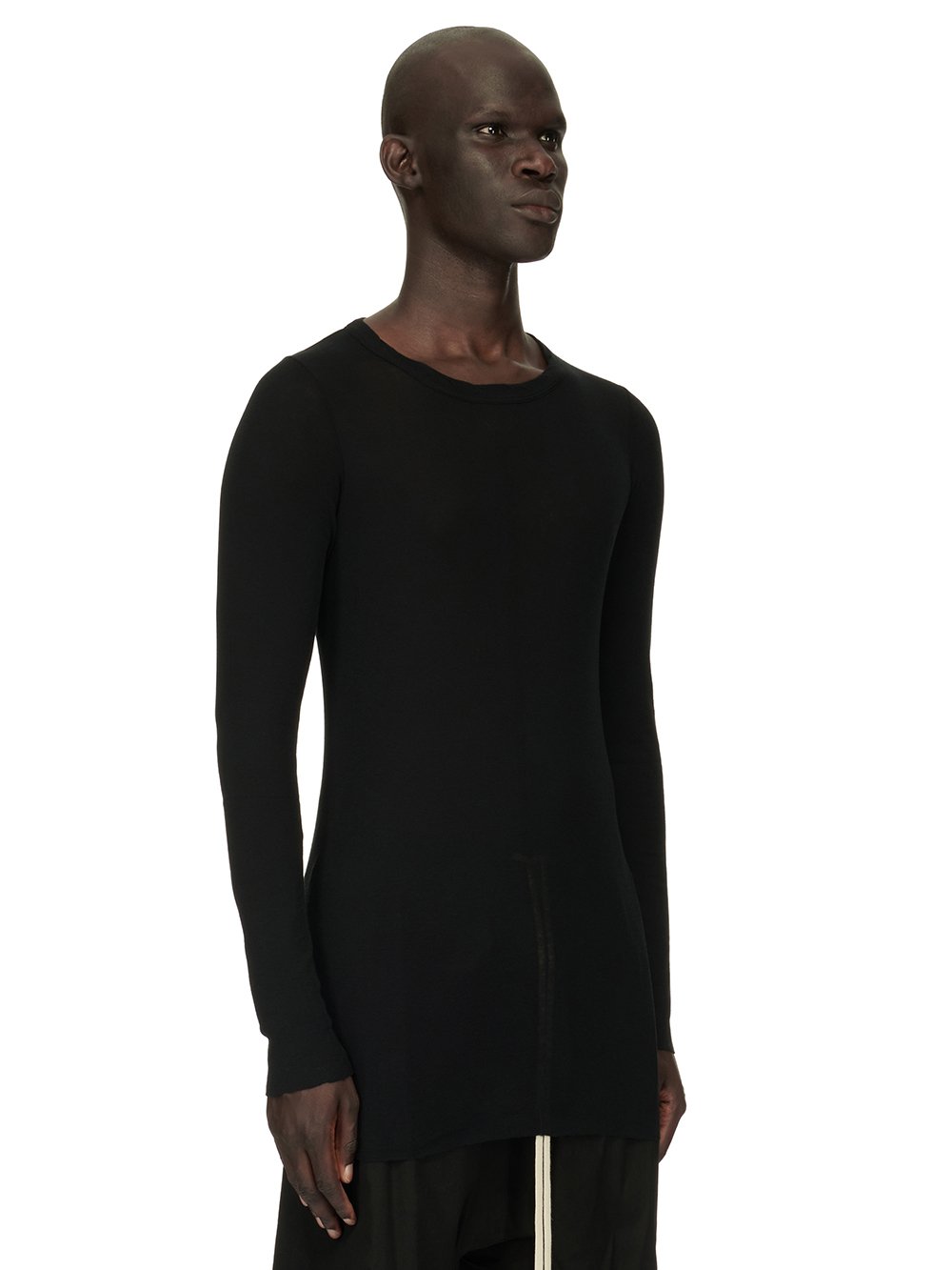 RICK OWENS FOREVER RIB LS T IN BLACK MINI RIB JERSEY