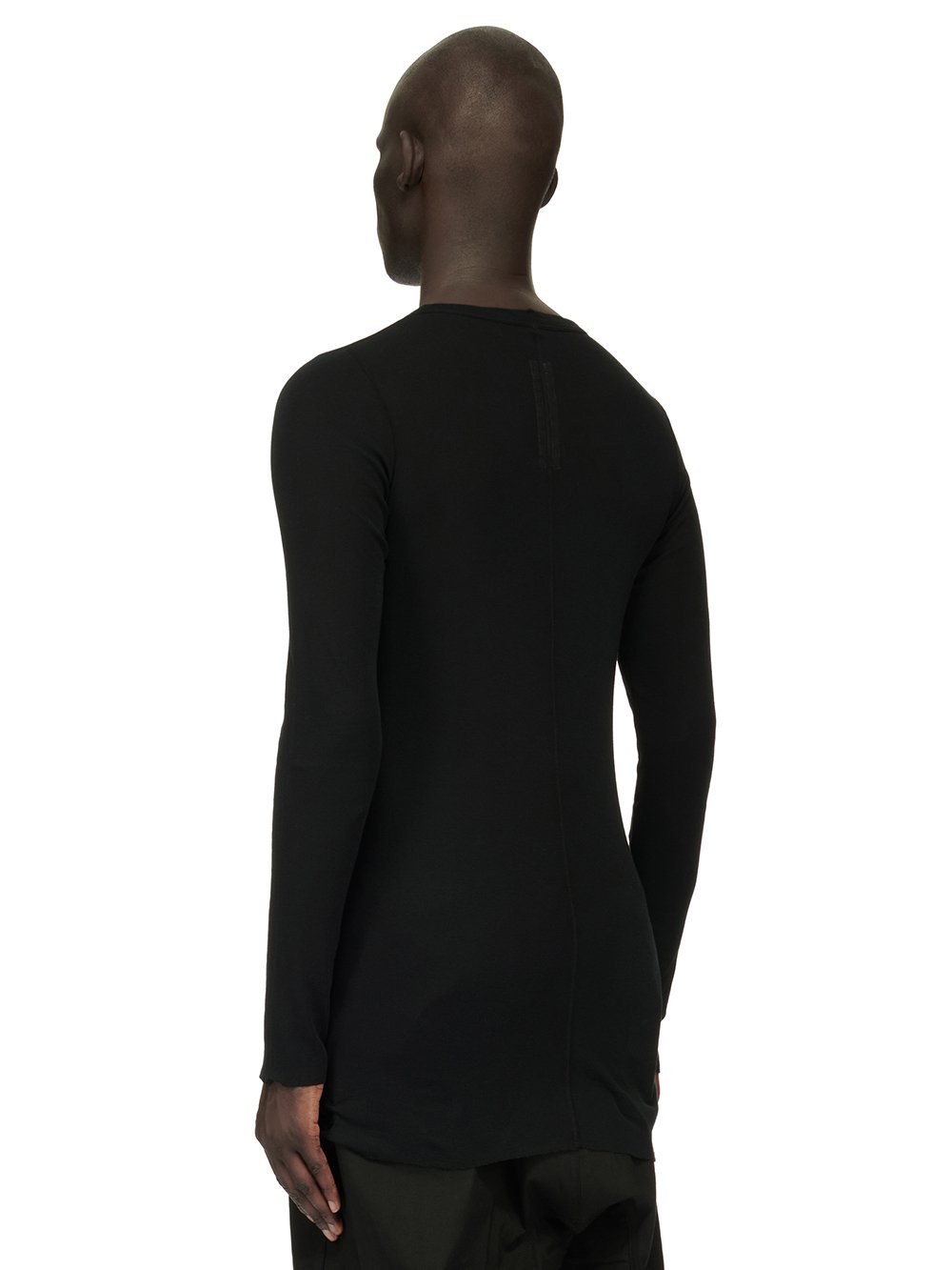 RICK OWENS FOREVER RIB LS T IN BLACK MINI RIB JERSEY