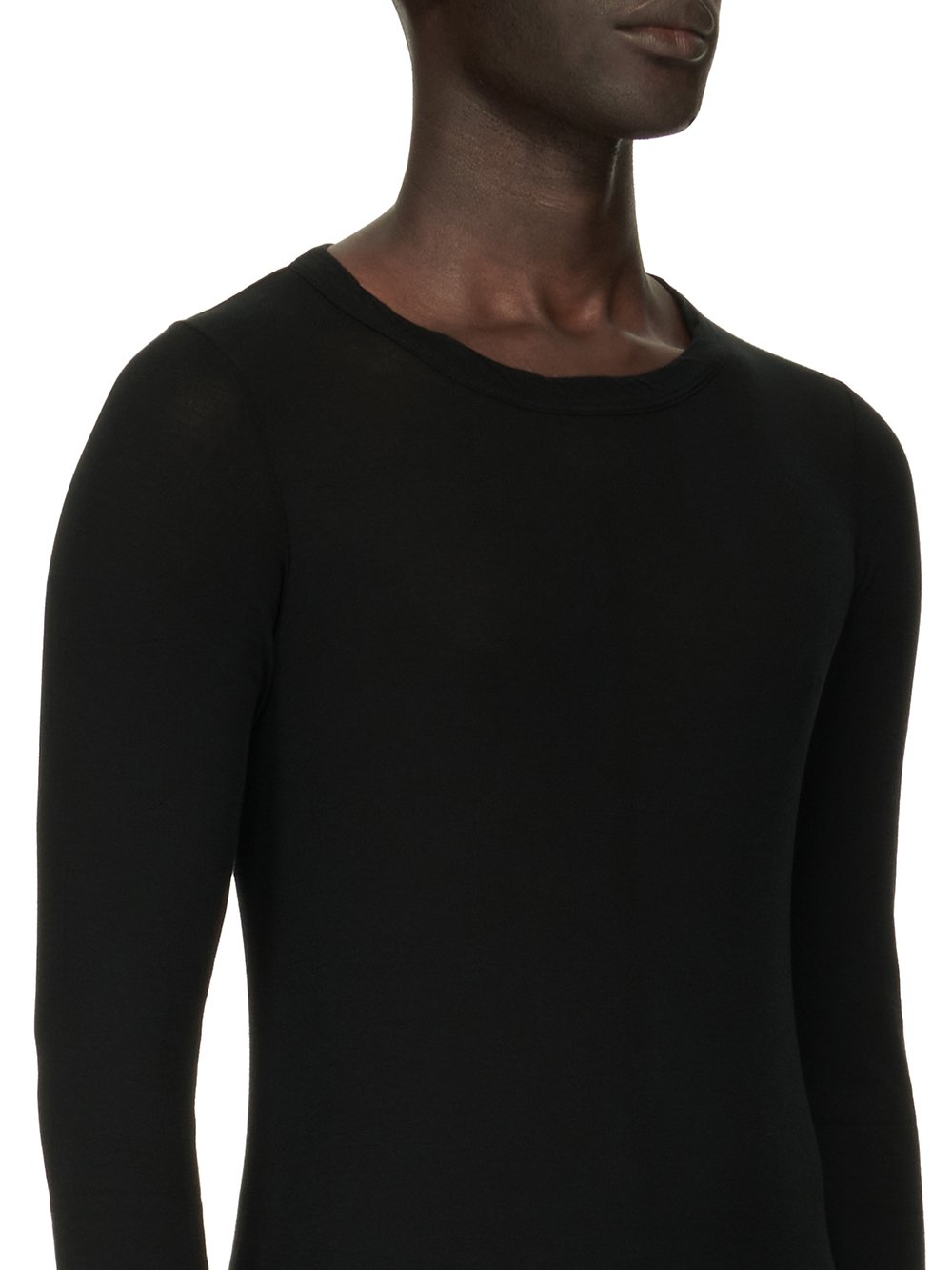 RICK OWENS FOREVER RIB LS T IN BLACK MINI RIB JERSEY