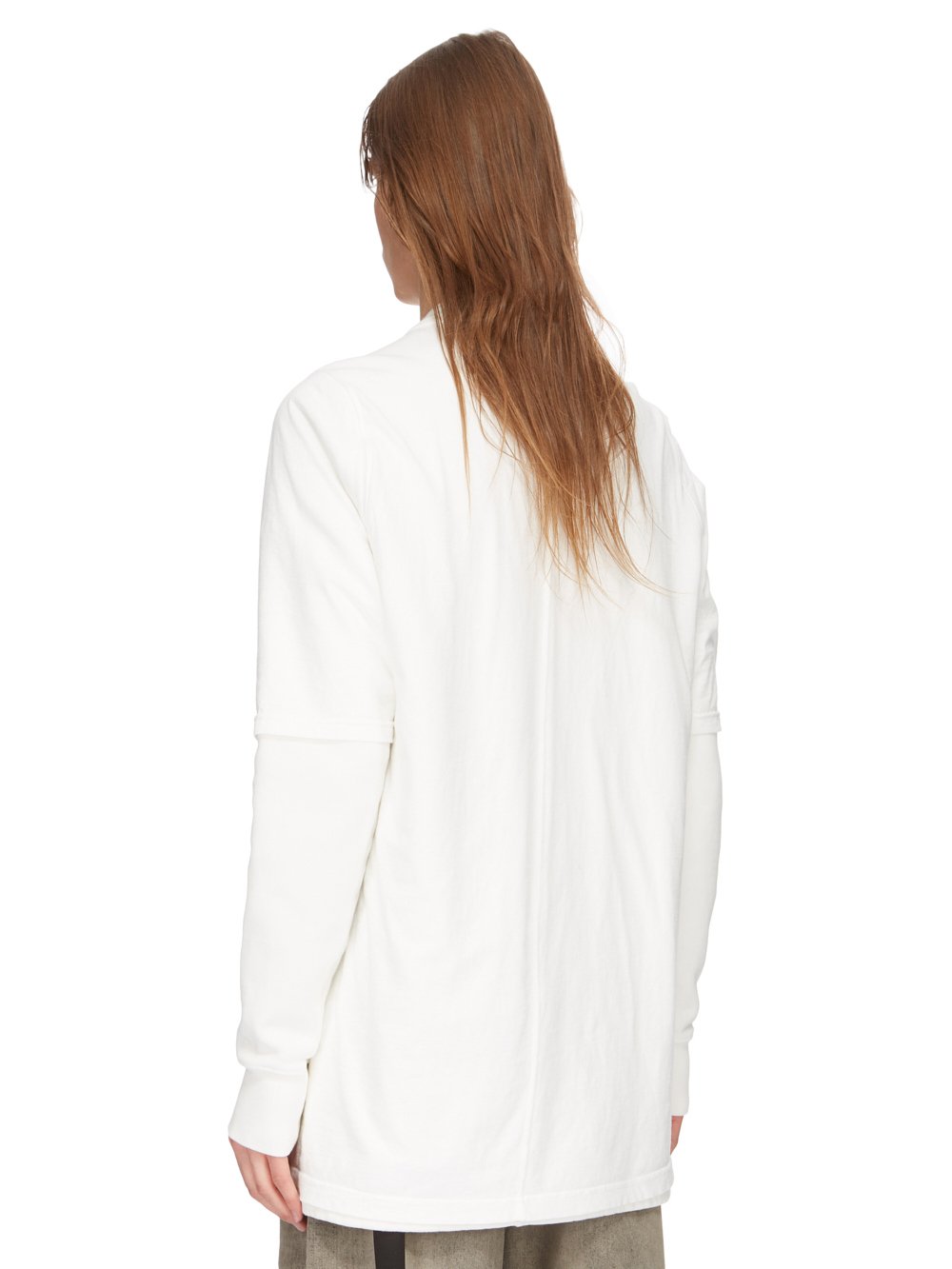 RICK OWENS FW23 LUXOR HUSTLER T IN MILK MEDIUM WEIGHT COTTON JERSEY AND FURKA HEAVY SWEATSHIRT 