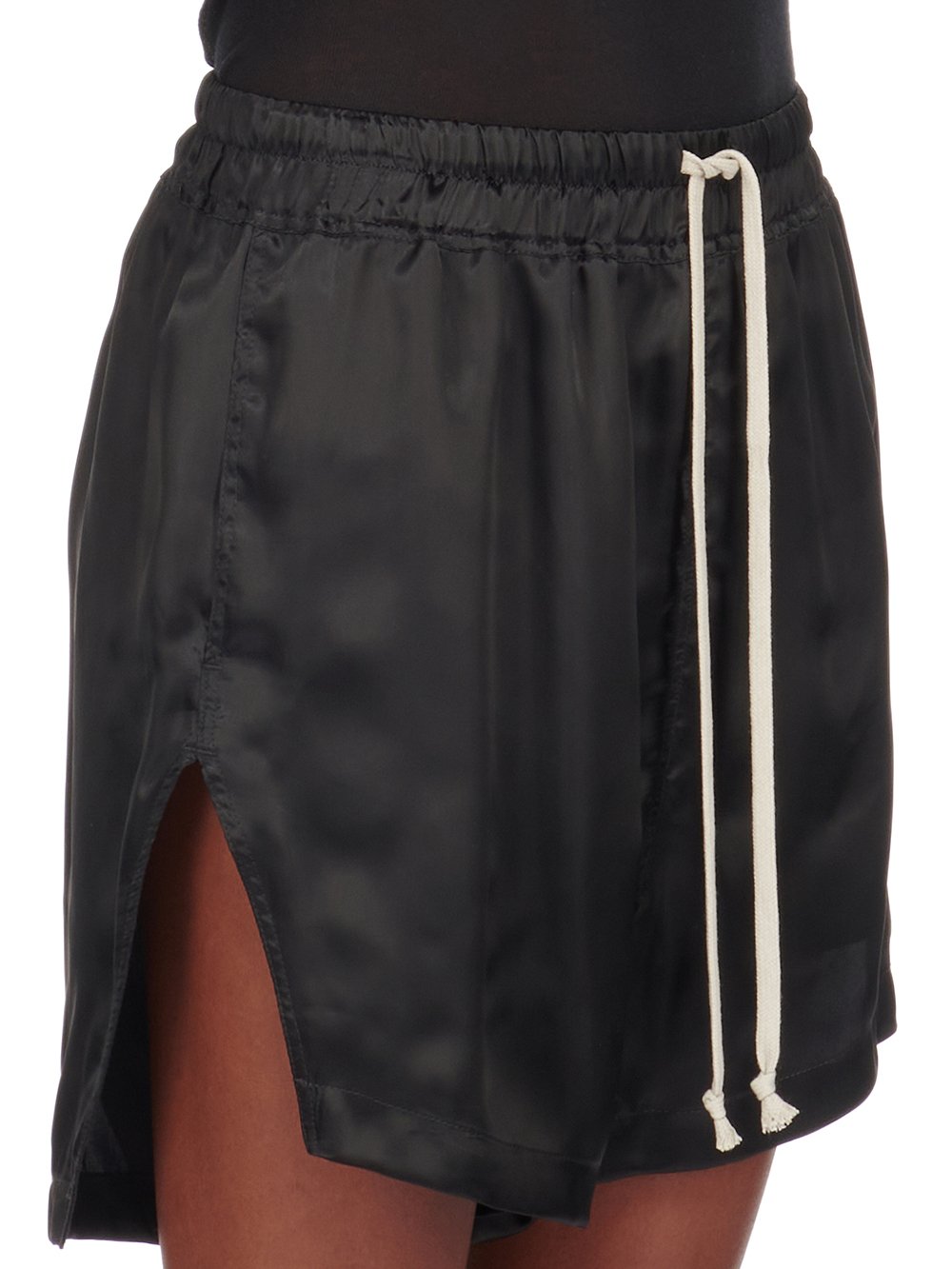 RICK OWENS FW23 LUXOR BOXERS IN BLACK CUPRO SATIN