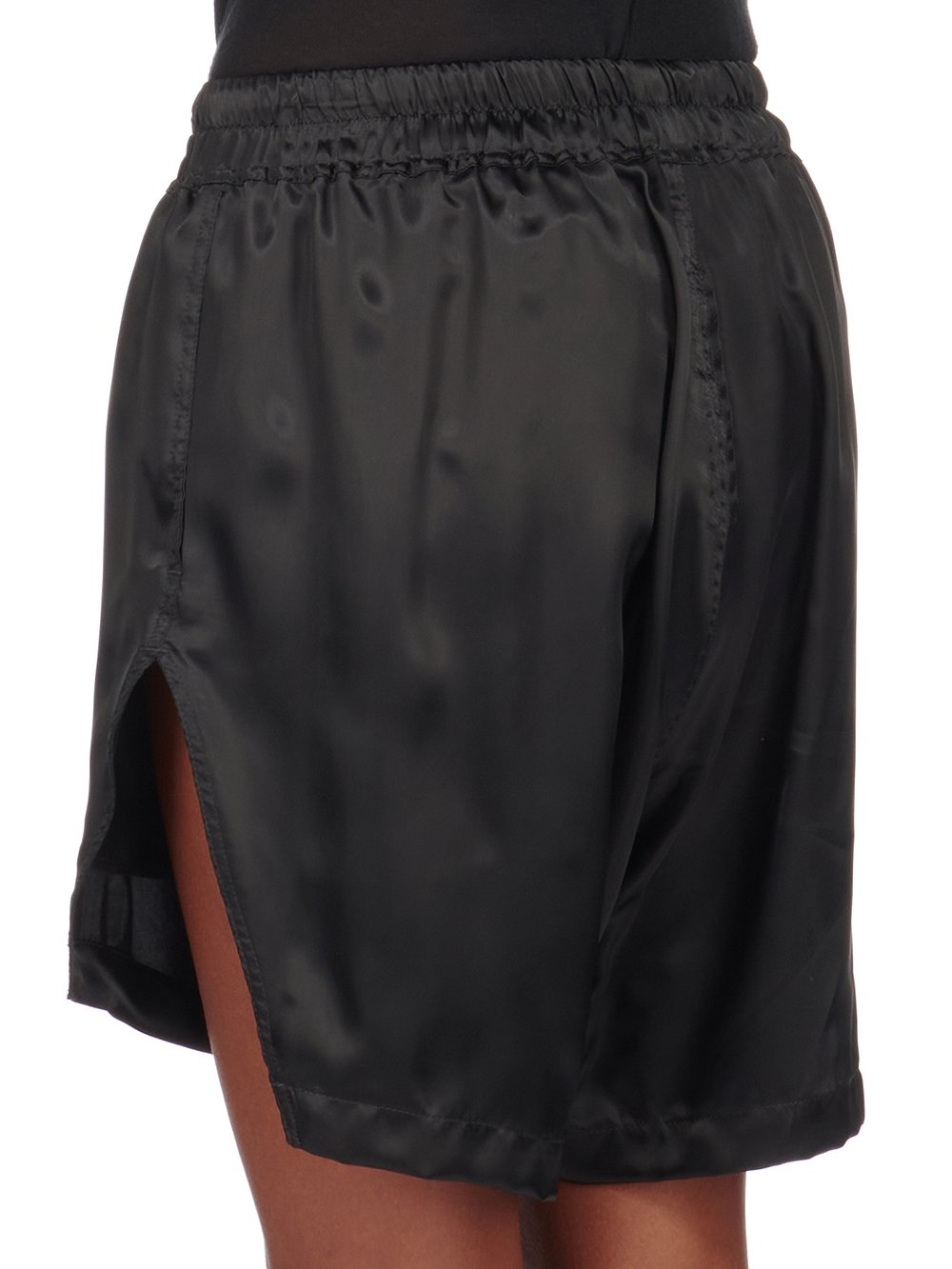 RICK OWENS FW23 LUXOR BOXERS IN BLACK CUPRO SATIN