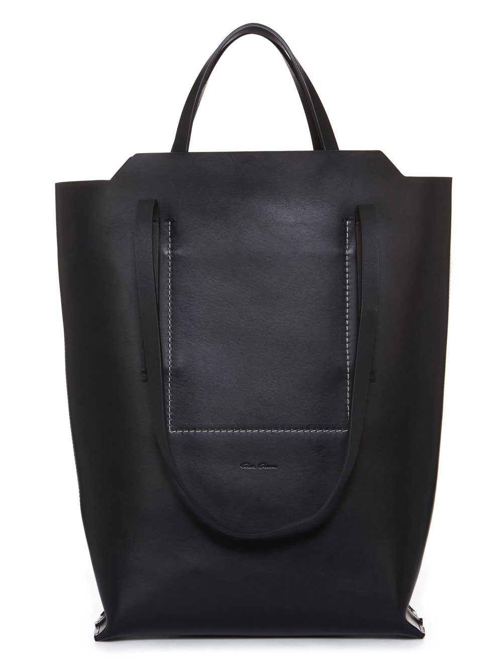 RICK OWENS FW23 LUXOR MEDIUM SHOPPER IN  BLACK GROPPONE COW LEATHER