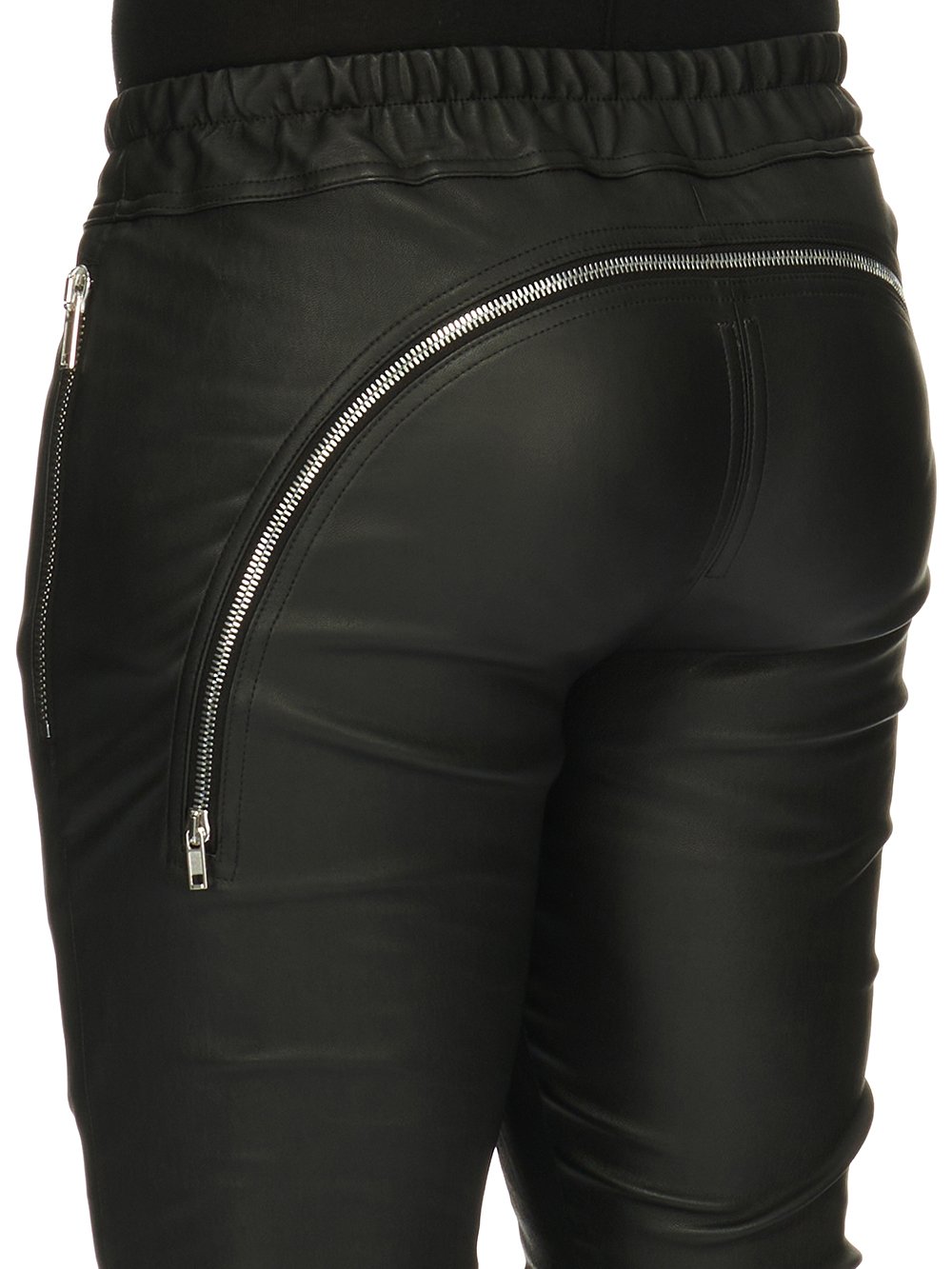 RICK OWENS FW23 LUXOR TIGHT GARY PANTS IN  BLACK STRETCH LAMB LEATHER