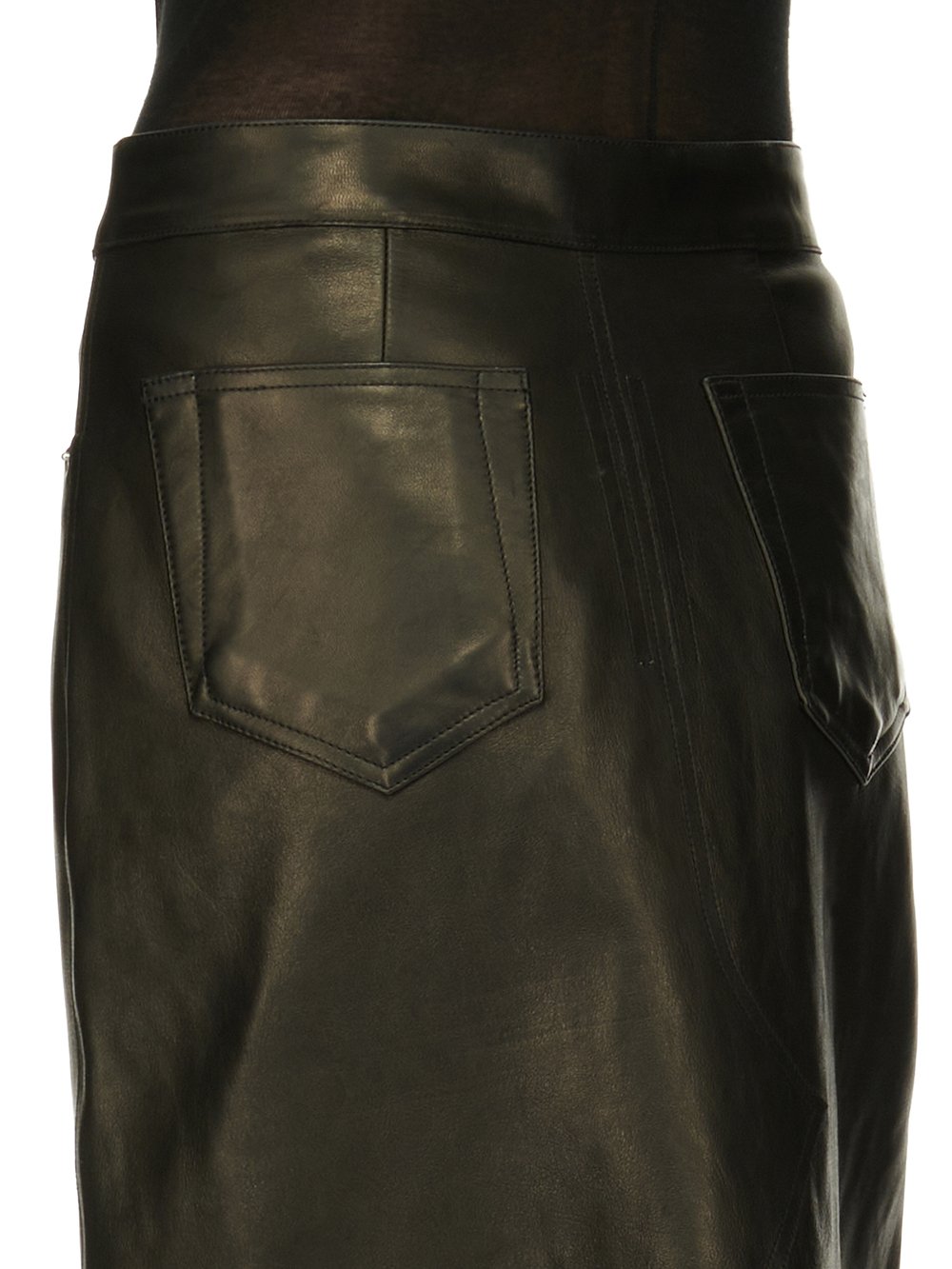 RICK OWENS FW23 LUXOR GODET SKIRT IN BLACK VEG NAPPA LAMB