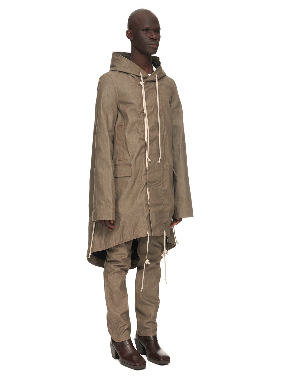 RICK OWENS FW23 LUXOR FISHTAIL PARKA IN 12OZ SAGE DENIM