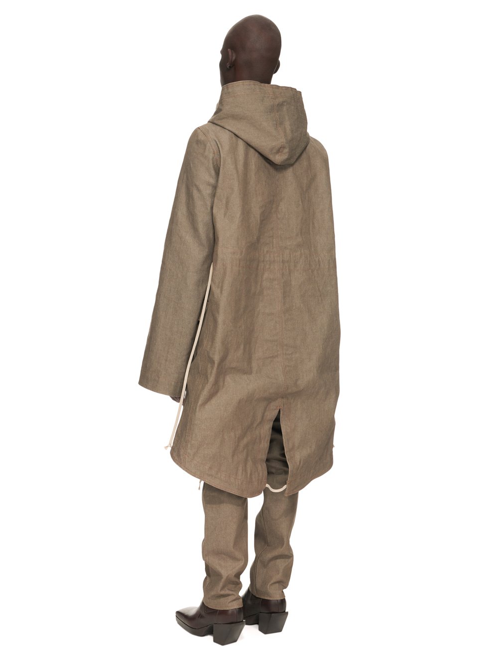 RICK OWENS FW23 LUXOR FISHTAIL PARKA IN 12OZ SAGE DENIM