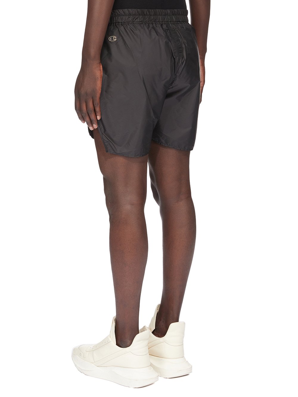 CHAMPION X RICK OWENS DOLPHIN BOXERS IN BLACK RECYCLED NYLON