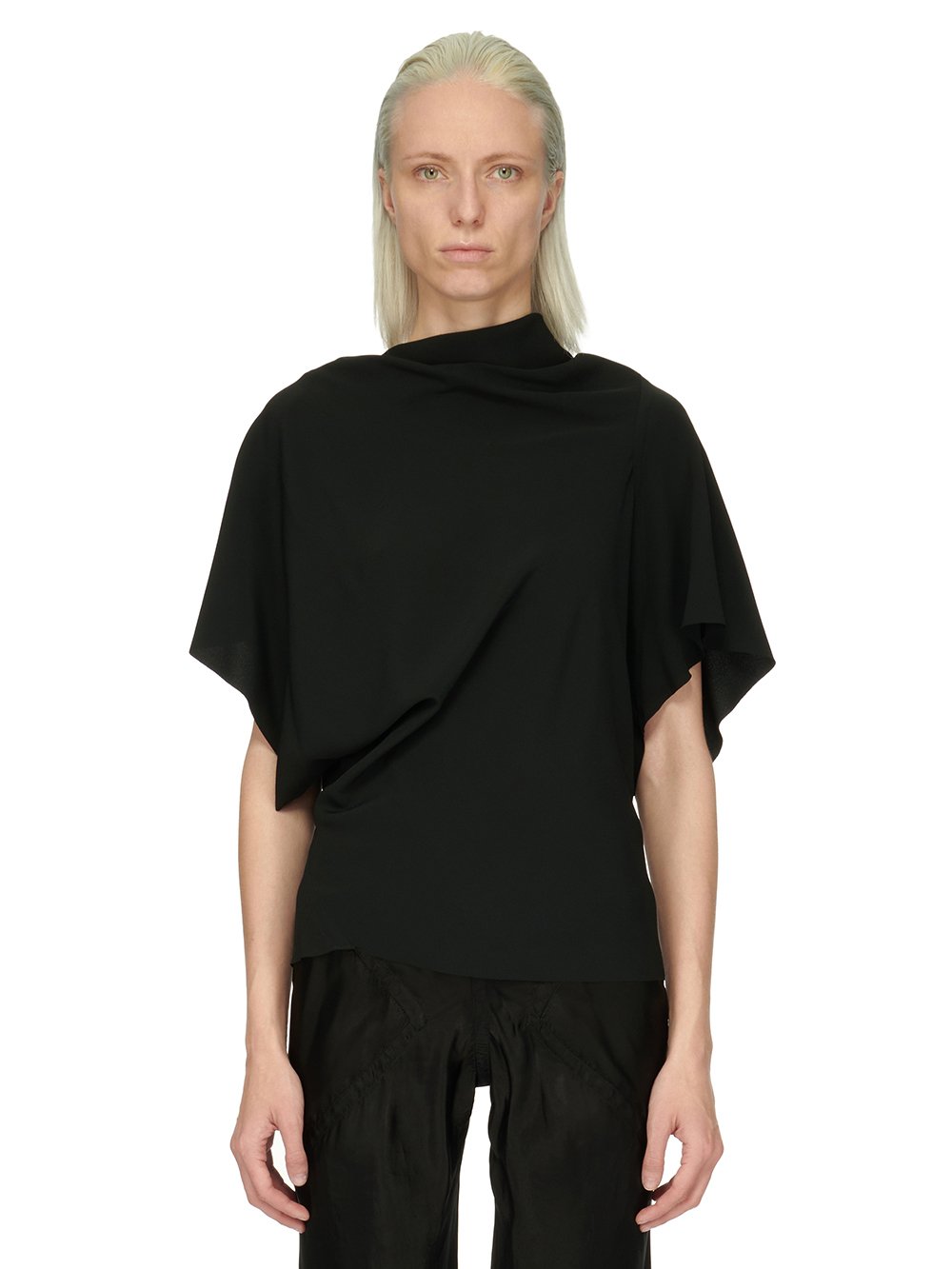 RICK OWENS FW23 LUXOR SEB TOP IN BLACK COCOON CREPE