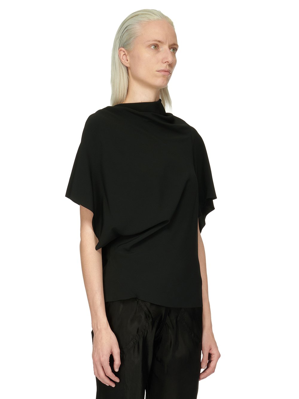 RICK OWENS FW23 LUXOR SEB TOP IN BLACK COCOON CREPE