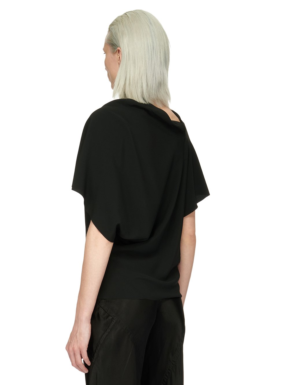 RICK OWENS FW23 LUXOR SEB TOP IN BLACK COCOON CREPE