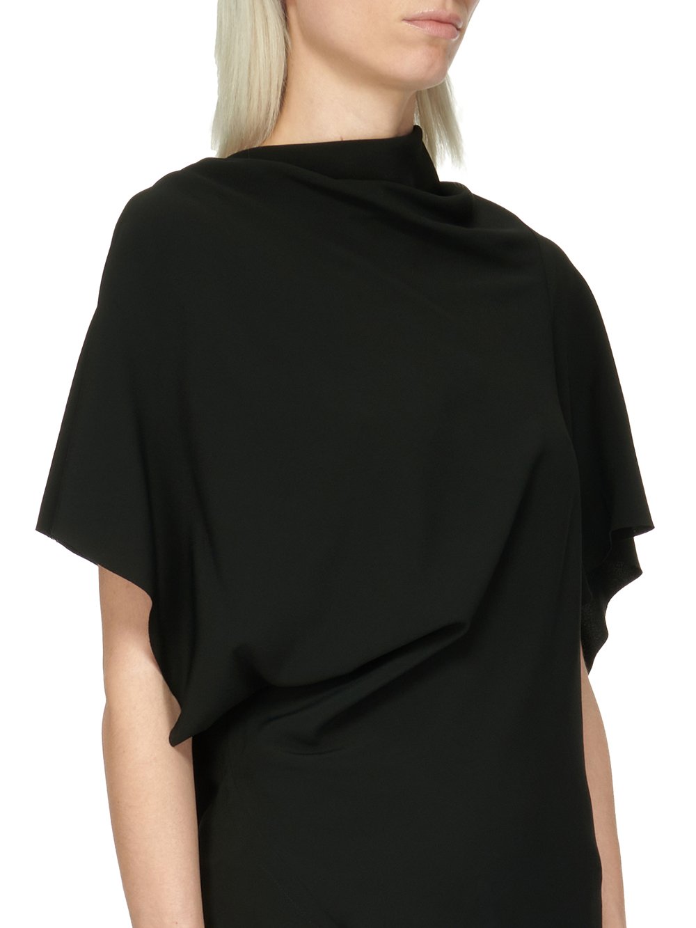 RICK OWENS FW23 LUXOR SEB TOP IN BLACK COCOON CREPE