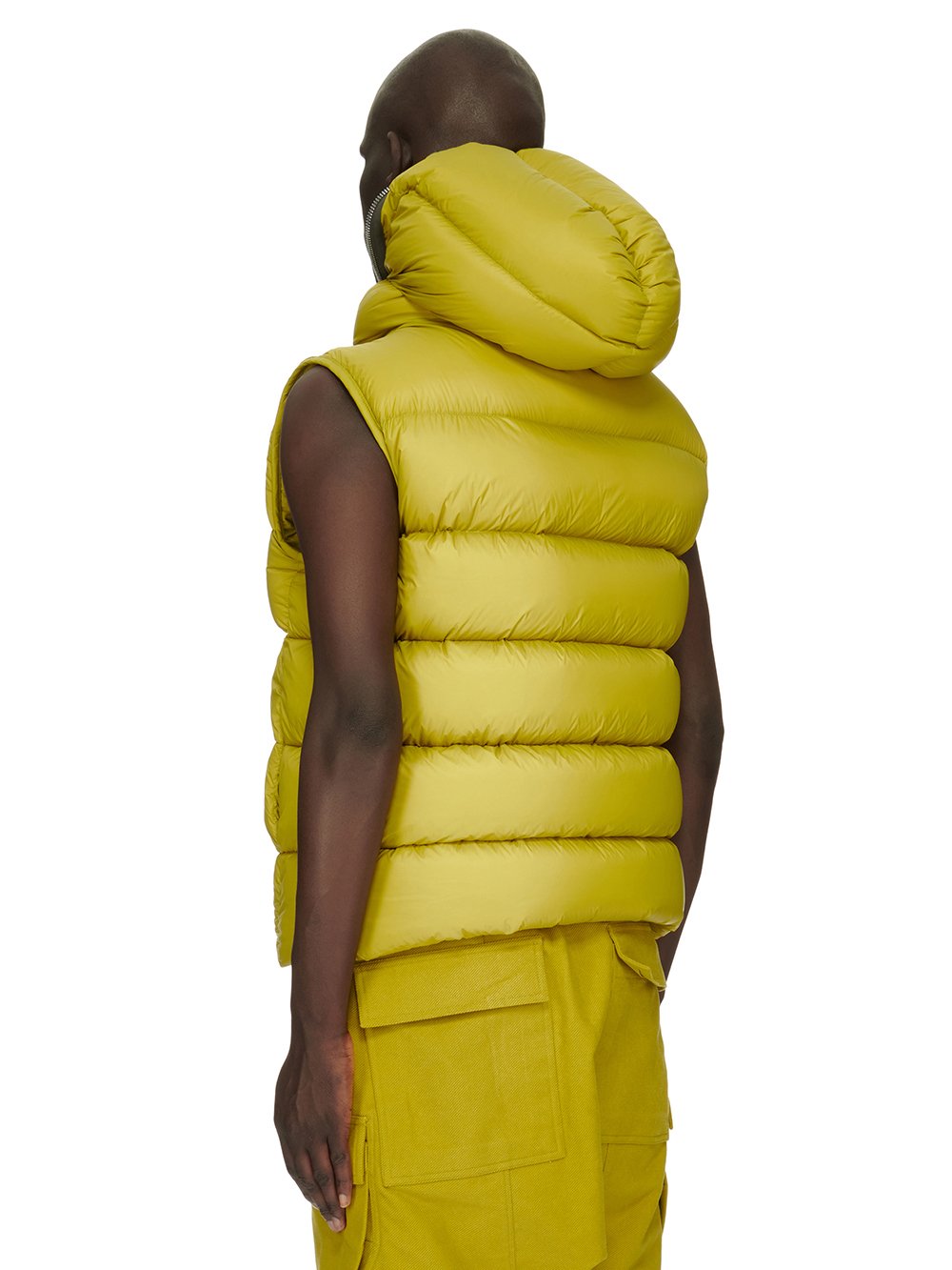 RICK OWENS FW23 LUXOR SEALED VEST IN ACID YELLOW RECYCLED NYLON