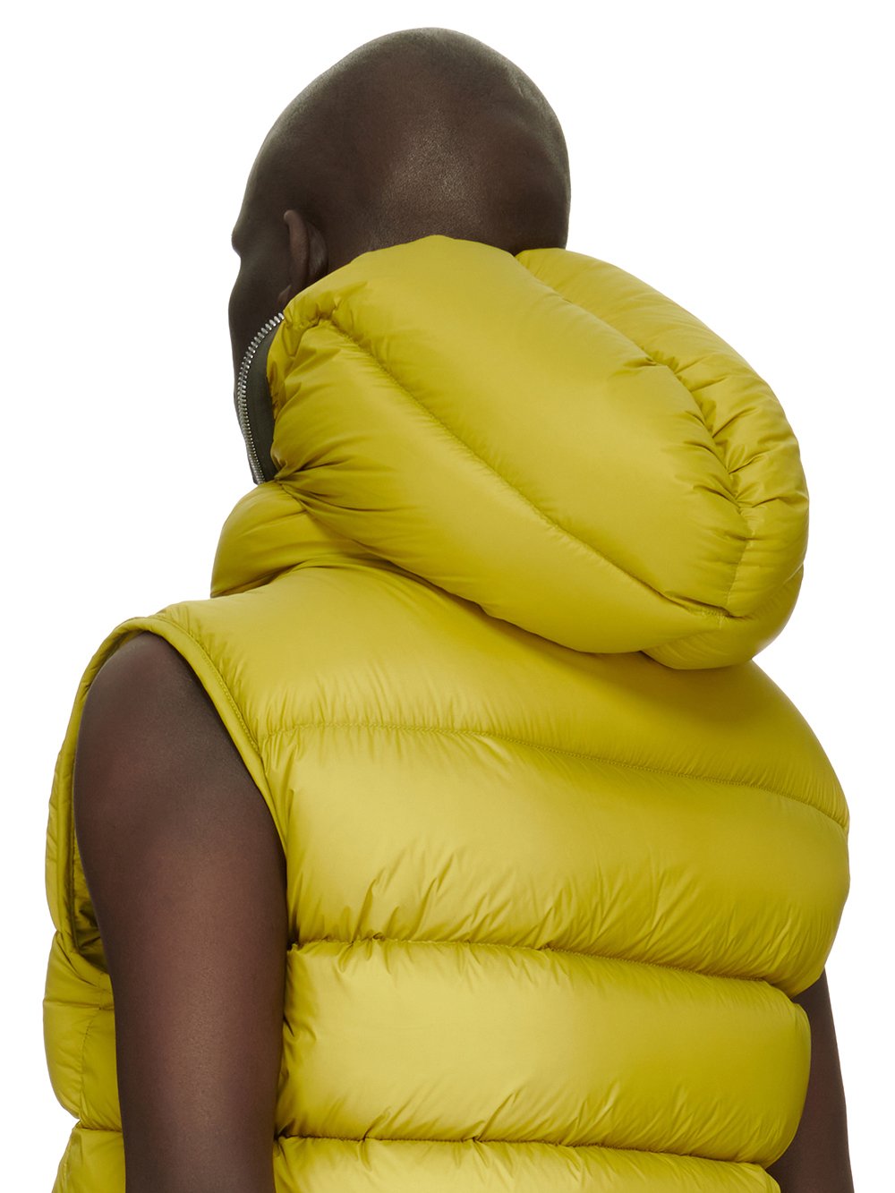 RICK OWENS FW23 LUXOR SEALED VEST IN ACID YELLOW RECYCLED NYLON