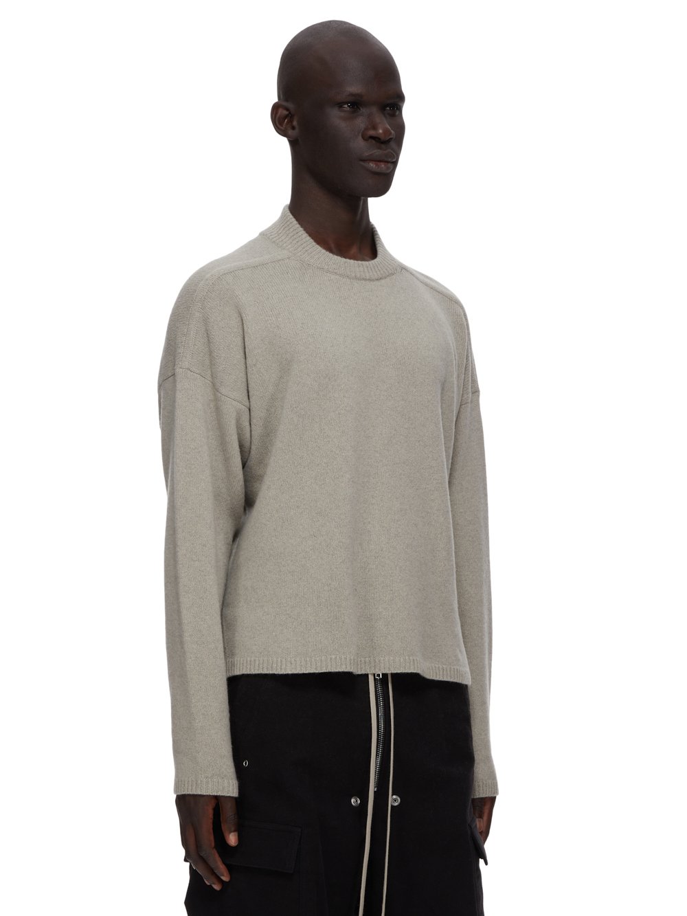 RICK OWENS FW23 LUXOR TOMMY LUPETTO IN PEARL RECYCLED CASHMERE KNIT