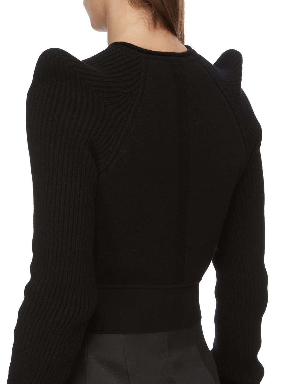 RICK OWENS FW23 LUXOR RUNWAY TEC PULL CROPPED IN BLACK RECYCLED CASHMERE