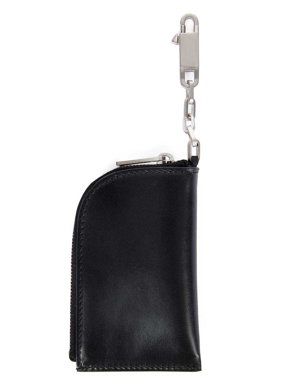 RICK OWENS FW23 LUXOR HOOK WALLET IN BLACK GLOSSY GROPONE COW LEATHER