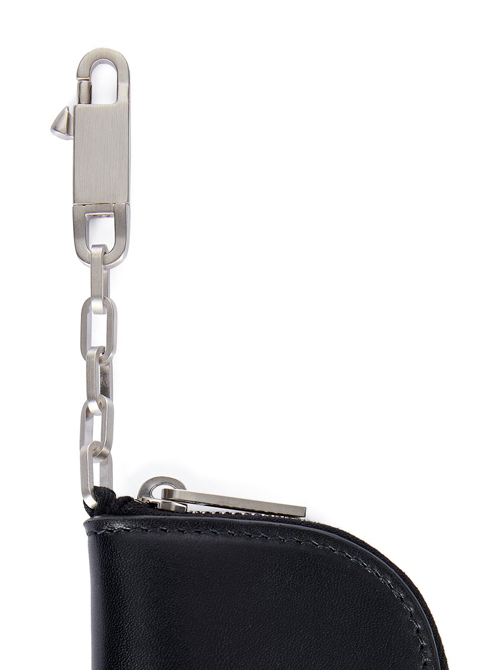 RICK OWENS FW23 LUXOR HOOK WALLET IN BLACK GLOSSY GROPONE COW LEATHER