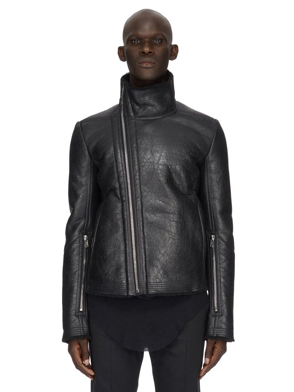 RICK OWENS FW23 LUXOR BAUHAUS JKT IN BLACK BUTTER LAMB SHEARLING