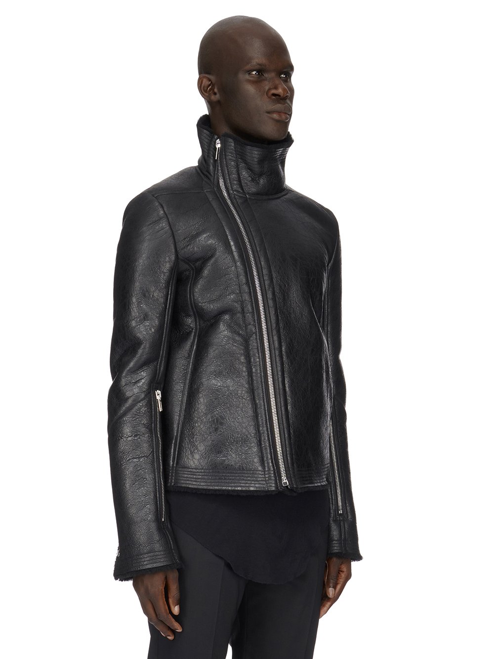 RICK OWENS FW23 LUXOR BAUHAUS JKT IN BLACK BUTTER LAMB SHEARLING