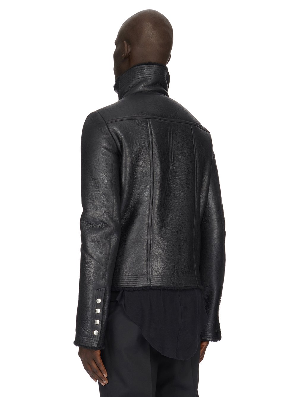 RICK OWENS FW23 LUXOR BAUHAUS JKT IN BLACK BUTTER LAMB SHEARLING