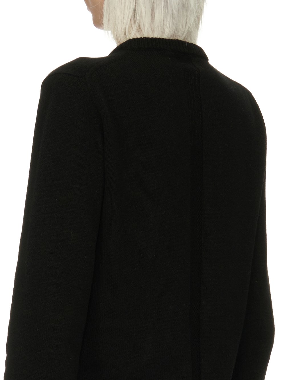 RICK OWENS FW23 LUXOR ROUND NECK IN BLACK RECYCLED CASHMERE KNIT