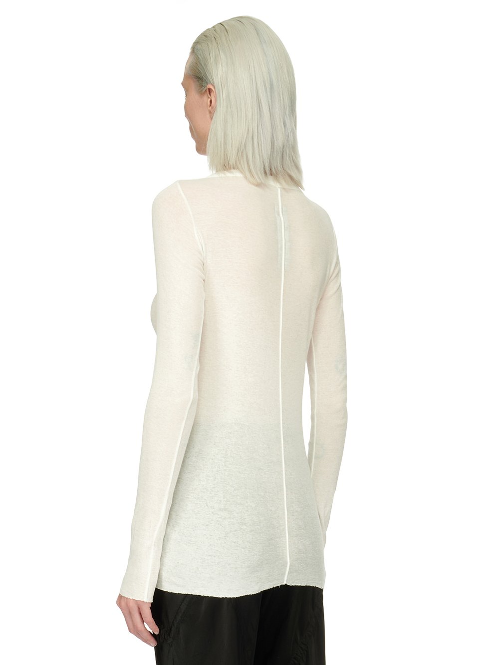 RICK OWENS FOREVER RIB LS T IN MILK MINI RIB JERSEY