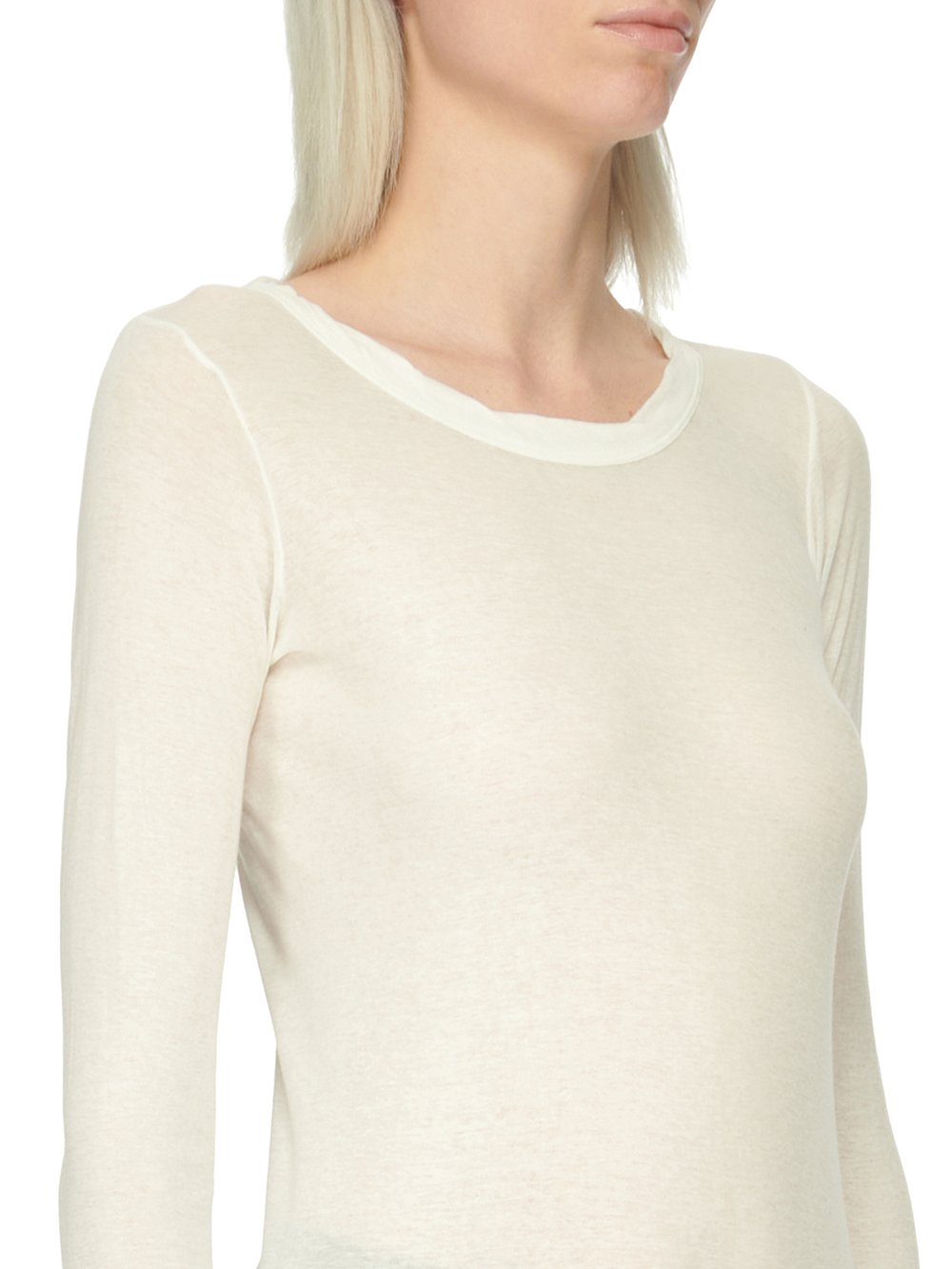 RICK OWENS FOREVER RIB LS T IN MILK MINI RIB JERSEY