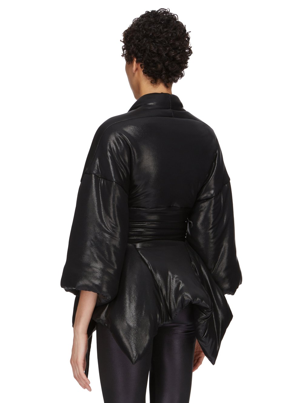 RICK OWENS LILIES FW23 LUXOR TOMMYWING JKT IN BLACK GLOSSY VISCOSE JERSEY